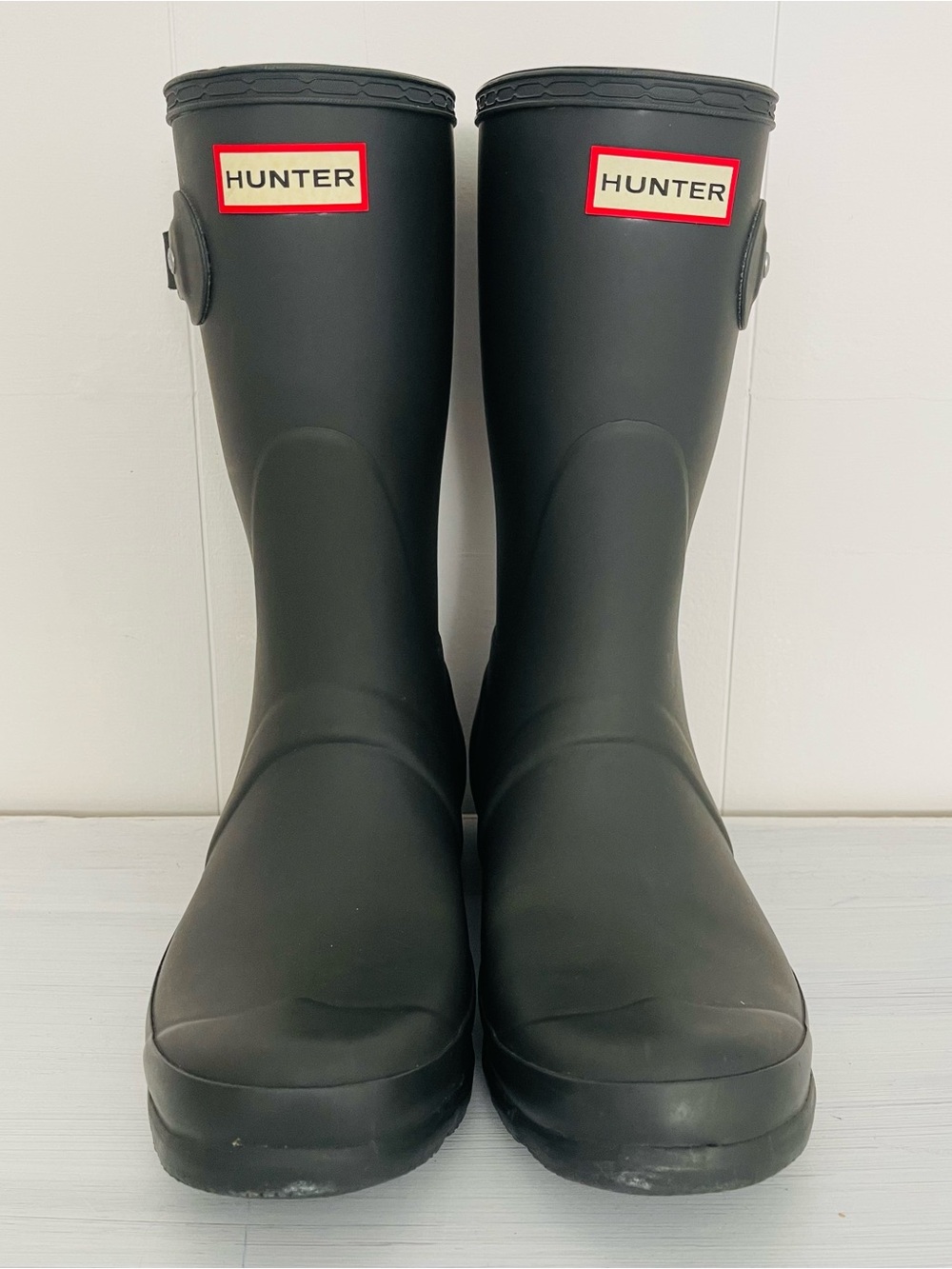 HUNTER Original Short Boots Matte Black Size 8 - Picture 2 of 10